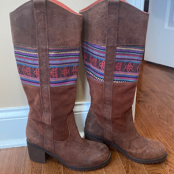 BC Because Music Is My Heartbeat Brown Leather Tall Boots Cowboy Southwest - Picture 3 of 10